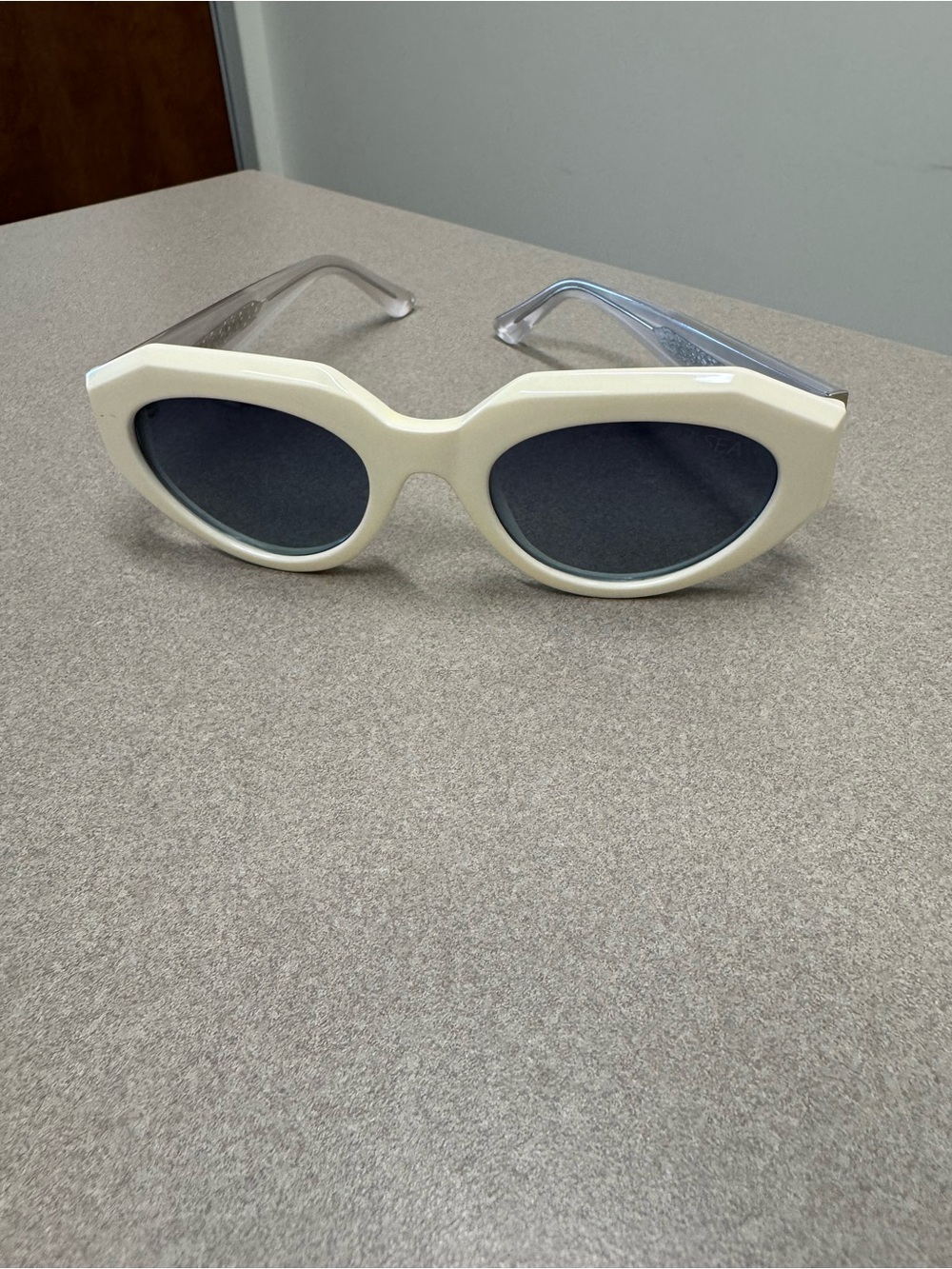 Ivory I-Sea Geometric Cat-Eye Sunglasses with Polarizing Lenses